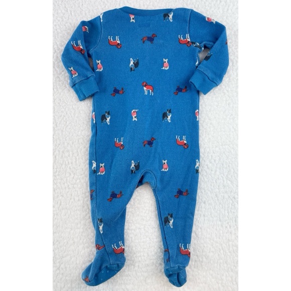 JANIE AND JACK • Blue/Multi Dog Print Sleeper Footie Pajamas - Picture 3 of 14